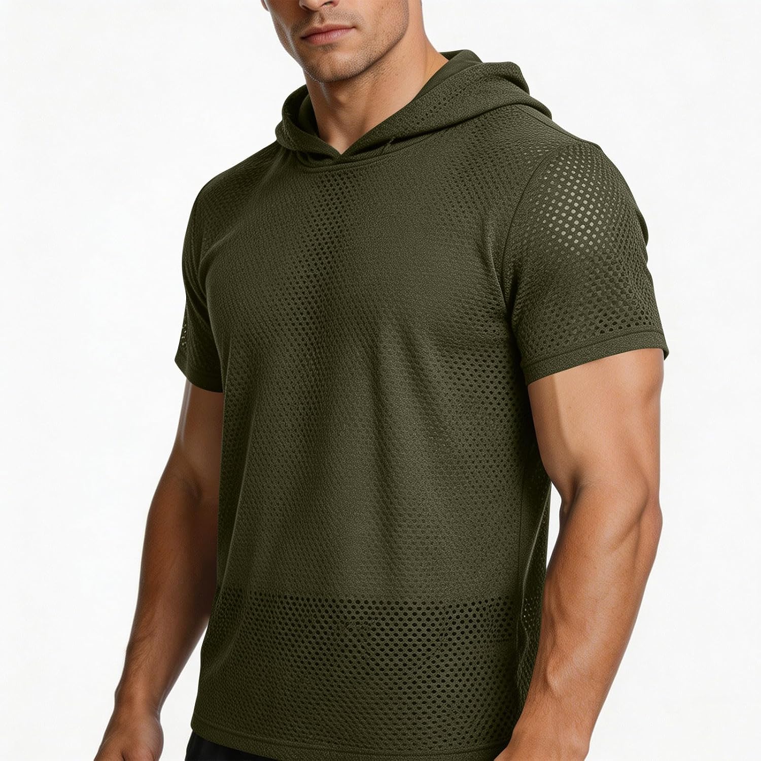 Men's Athletic Hooded T-Shirts Basic Mesh Tees Tops Casual Athletic Hiking Breathable Summer T Shirts for Men