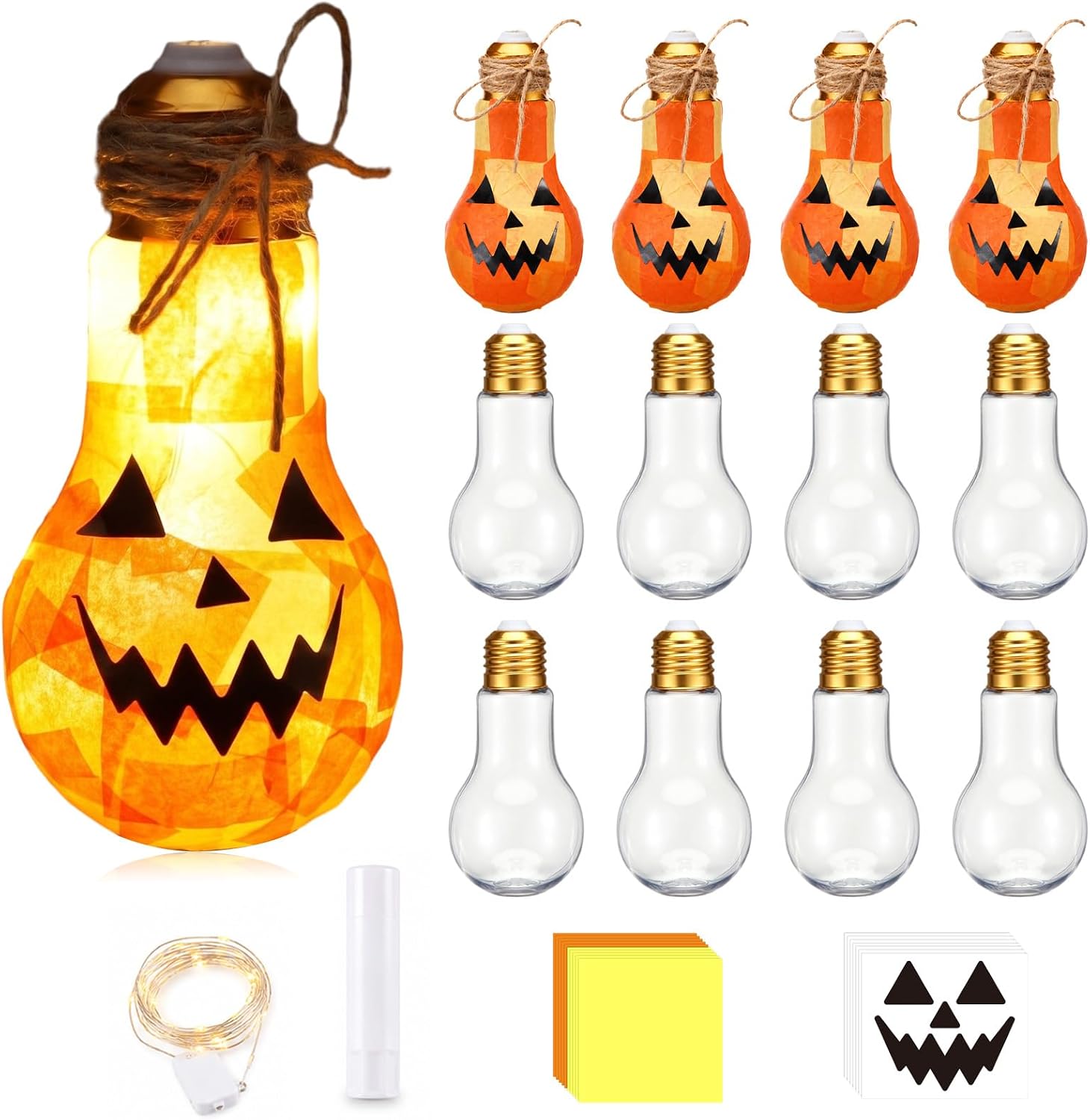 Beeveer 12 Set VBS 2026 Light Bulb Crafts Plastic Light Bulb Crafts Kit | include Strings of Lights DIY VBS Sunday School Party Favor for Theme Project Activities