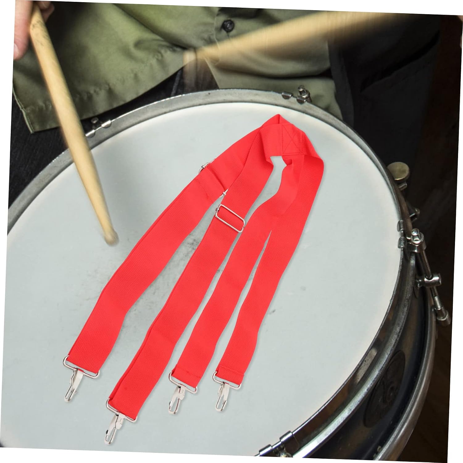 Toddmomy Snare Drum Strap Harness Straps Suspenders for Belt Adult Snare Drum Marching Sling Brown Key Musical Adjustable Ratchet Shoulder Strap for Snare Drum Red Polypropylene