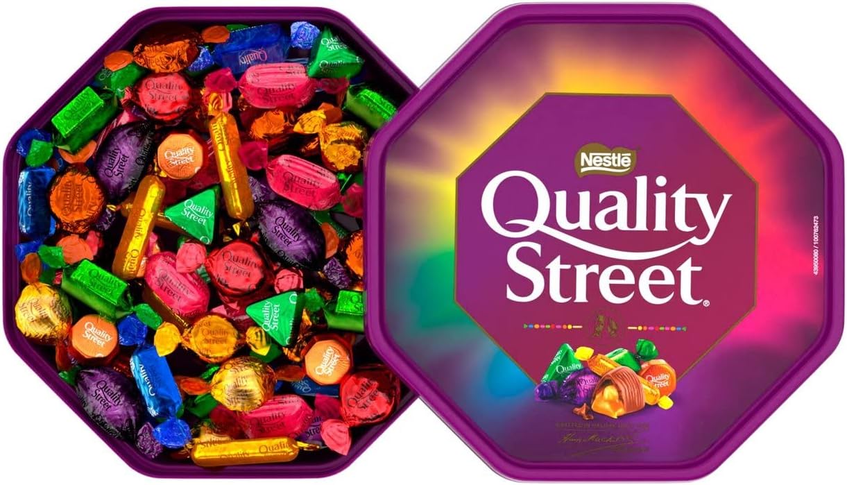 Nestle Quality Street Tub 600g, Assorted milk and dark chocolates and