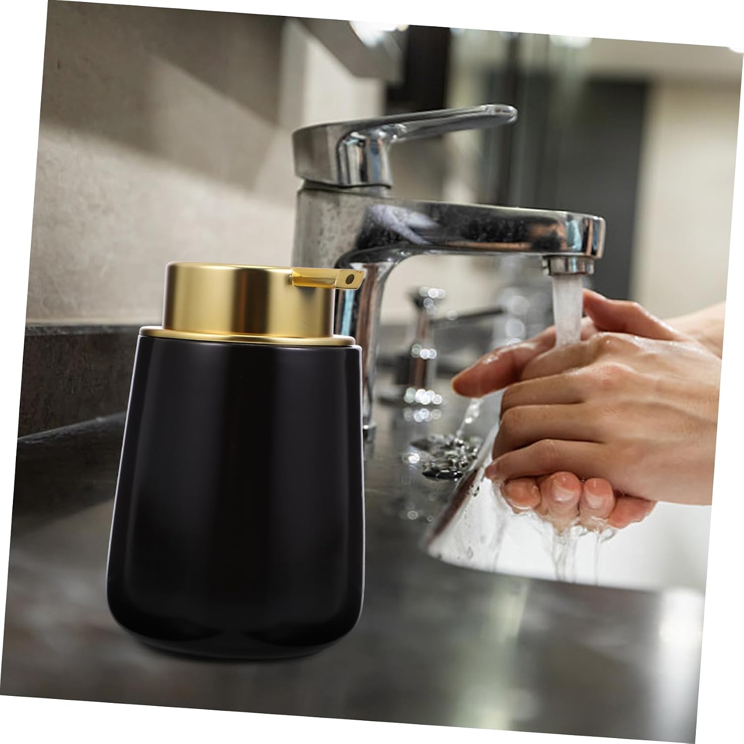 WOONEKY Creative Ceramic Lotion Dispenser Press Type Liquid Soap Pump Bottle for Bathroom Travel and Lightweight Design
