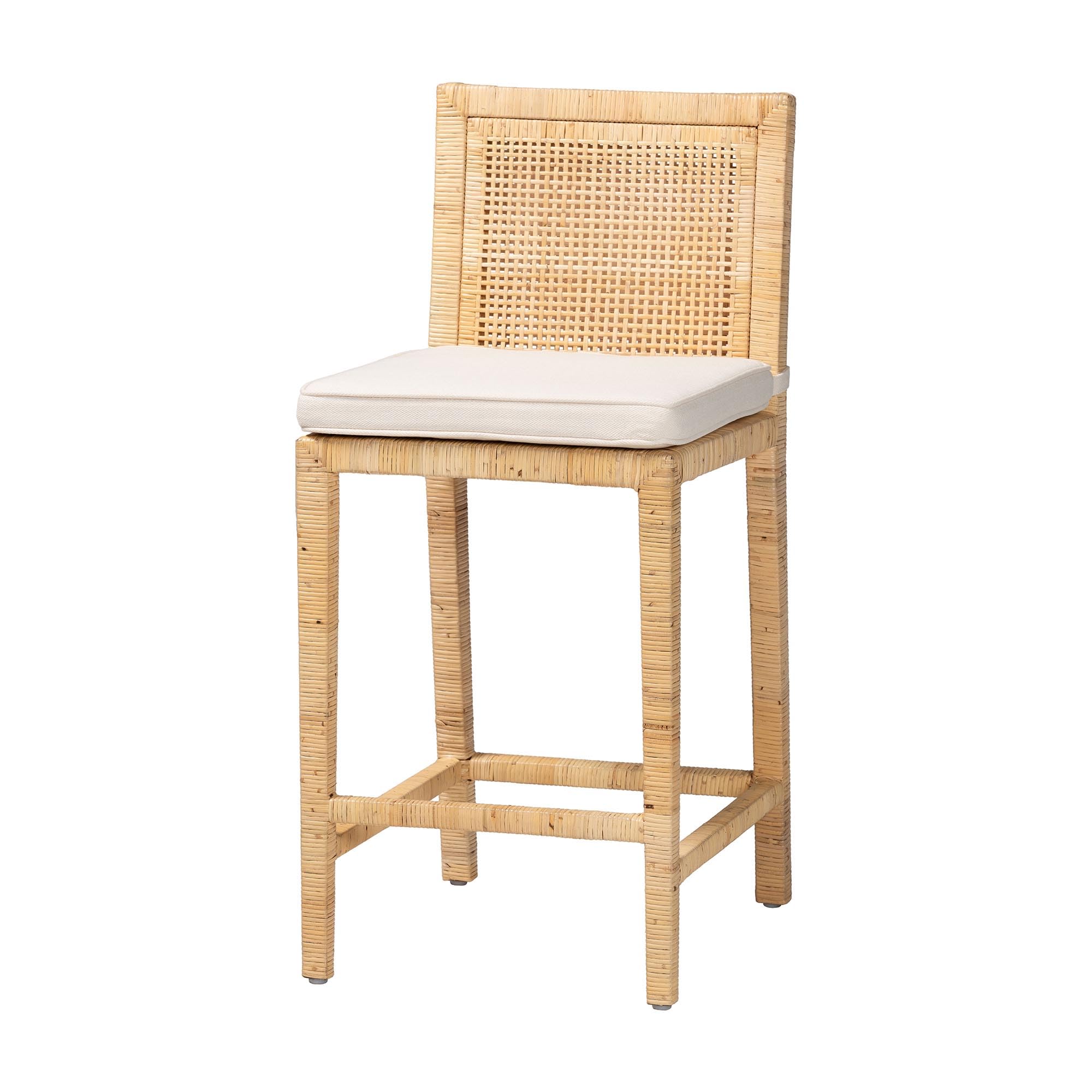 Sofia Modern Wood Counter Stool with Back, Natural (185-11874-HiT)