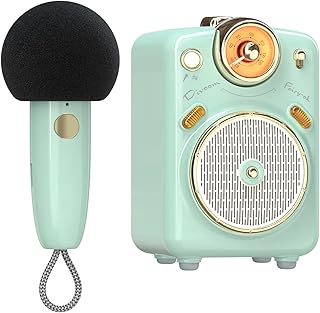 Divoom Fairy-OK Portable Bluetooth Speaker with Karaoke Microphone, Handheld KTV Microphone for Adults/Kids, Home Party Karaoke Device Dynamic Microphones for iOS/Android (Green)