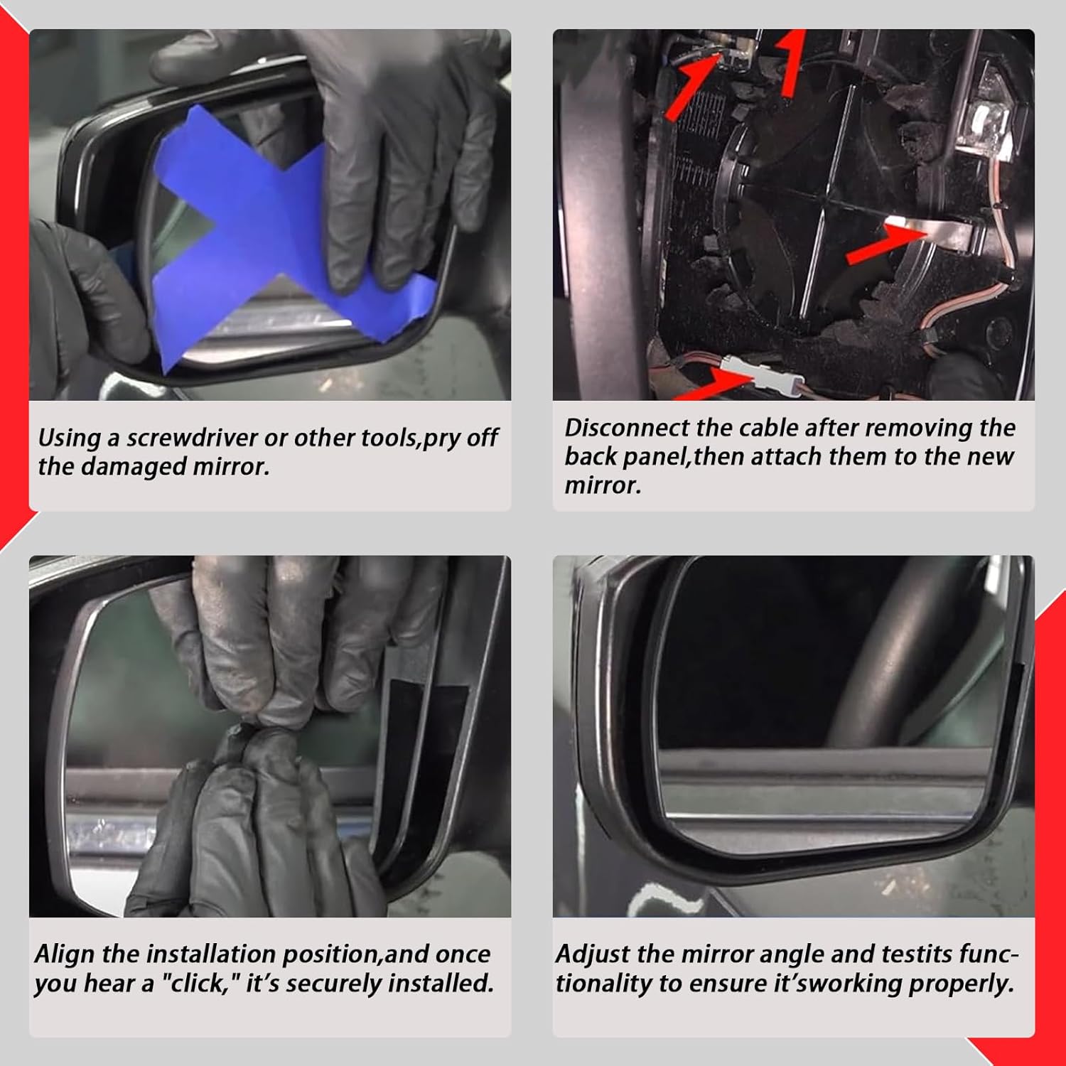 Left Driver Side Mirror Glass With Heated Compatible with 2010-2016 Cadillac SRX (Driver No-Blind Spot)