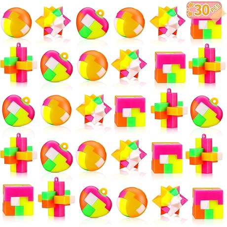 30PCS Brain Teaser Puzzles Keychain Kids Party Favors