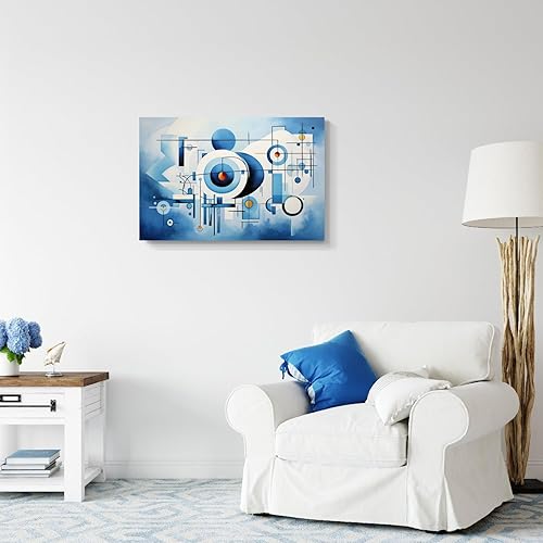 Miniatura 472 de Lienzo artístico para pared, pinturas de arte abstracto, fantasía azul, grafiti colorido sobre fondo blanco; decoración artística moderna para sala