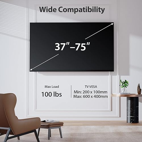 Miniatura 2 de Pipishell Soporte de pared para TV de movimiento completo para la mayoría de televisores de 37 a 84 pulgadas de hasta 100 libras, soporte de TV de