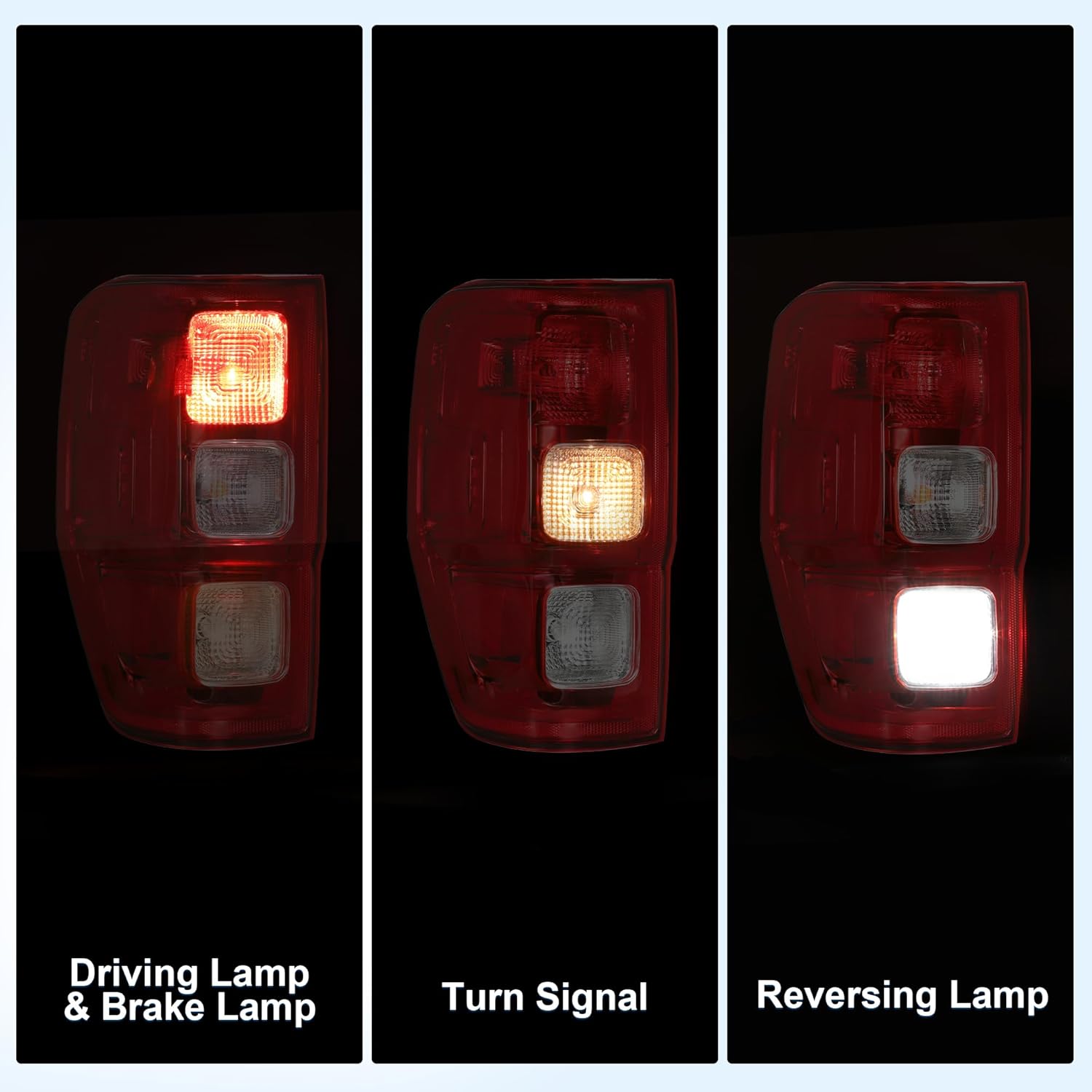 ELH Tail Light Assembly Compatible With 2019-2023 Ford Ranger Halogen Type W/O Blind Spot Rear Brake LampTail Light Left Side