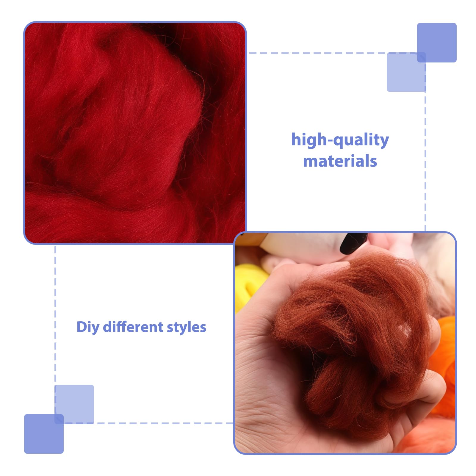 Filzwolle 100 Farben Set: 300g Märchenwolle mit Naturfasern für Nassfilzen & Trockenfilzen, Premium Filzwolle Set zum Filz Basteln für Handwerksliebhaber DIY Handwerk (zufällige Farbe)
