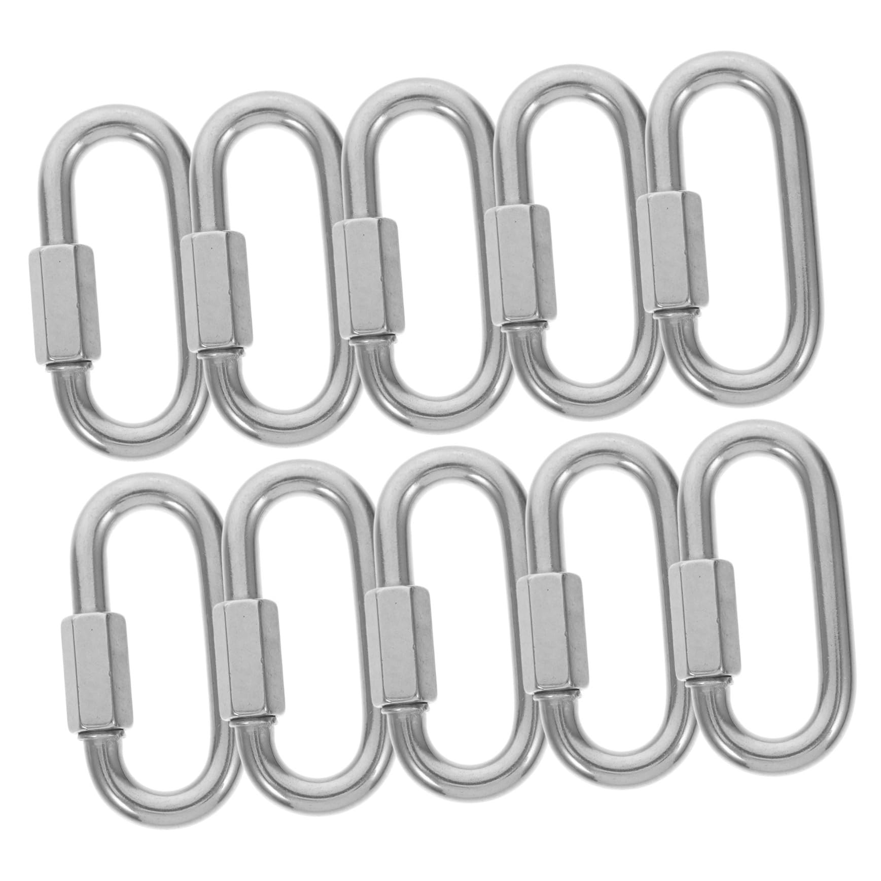 10 piezas Conectores de Cadena Rápida de Acero Inoxidable Mosquetones Pesados Forma D Enlace Seguro para Cuerda Cable y Correa Resistentes y Duraderos para Reparación y Montaje