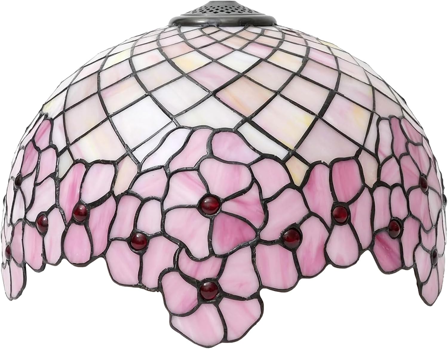 16 Inch Lamp Shade Replacement, 40 cm Tiffany Stained Glass Lampshades Only with Cap, Suitable for Use with Table Lamp Floor Lamp Hanging Pendant lamp Ceiling Fixture,Cherry blossom