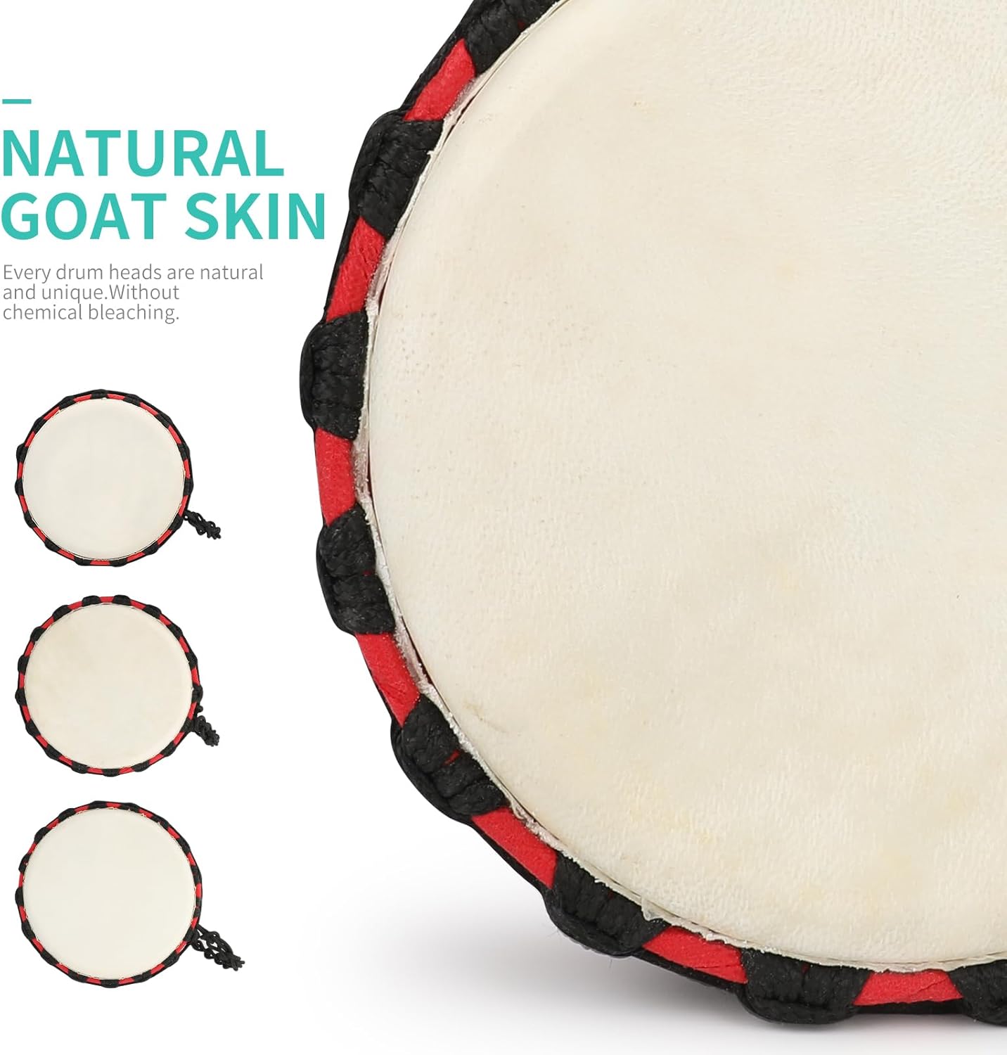 MUINS Djembe drum,8'' x 16'' African Hand Drum Carved Mahogany African Drums with Goatskin Drumhead for Kids and Adults Beginners (Red Dolphin, 8 Inch)