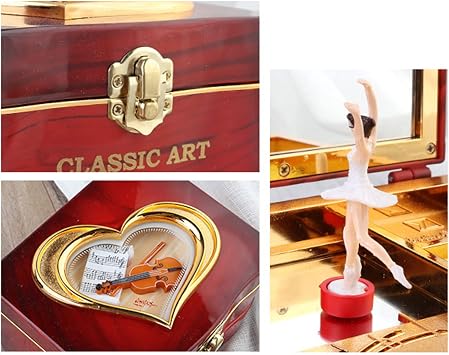 Girls Vintage Musical Jewellery Box with Spinning Ballerina