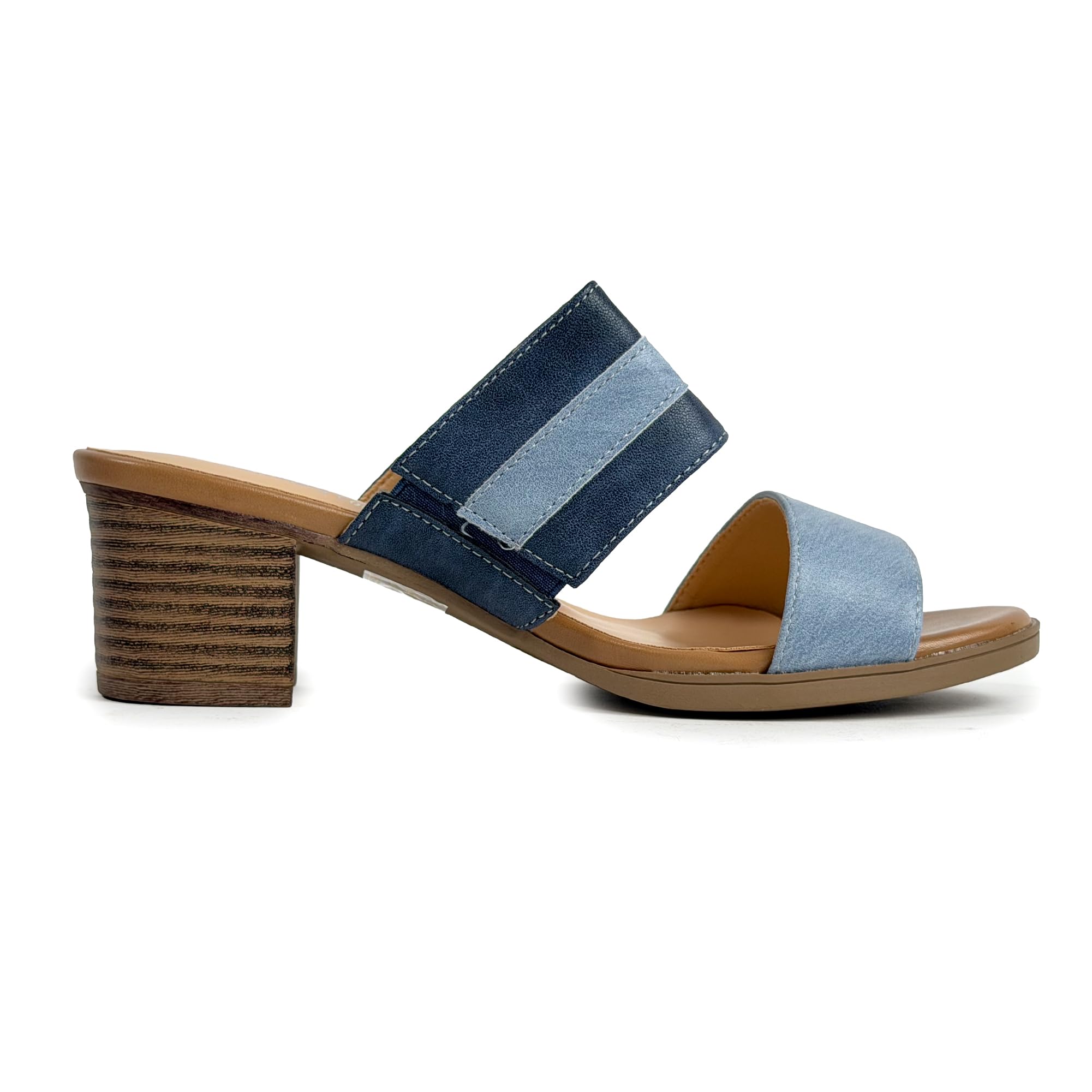 JOMIX Sandali Donna con Tacco Largo 4,8 cm Eleganti Estivi Ciabatte con Tacco Comodo Punta Aperta Mule Slip On con Fibbia Metallizzata per Ufficio Vacanze Tempo Libero