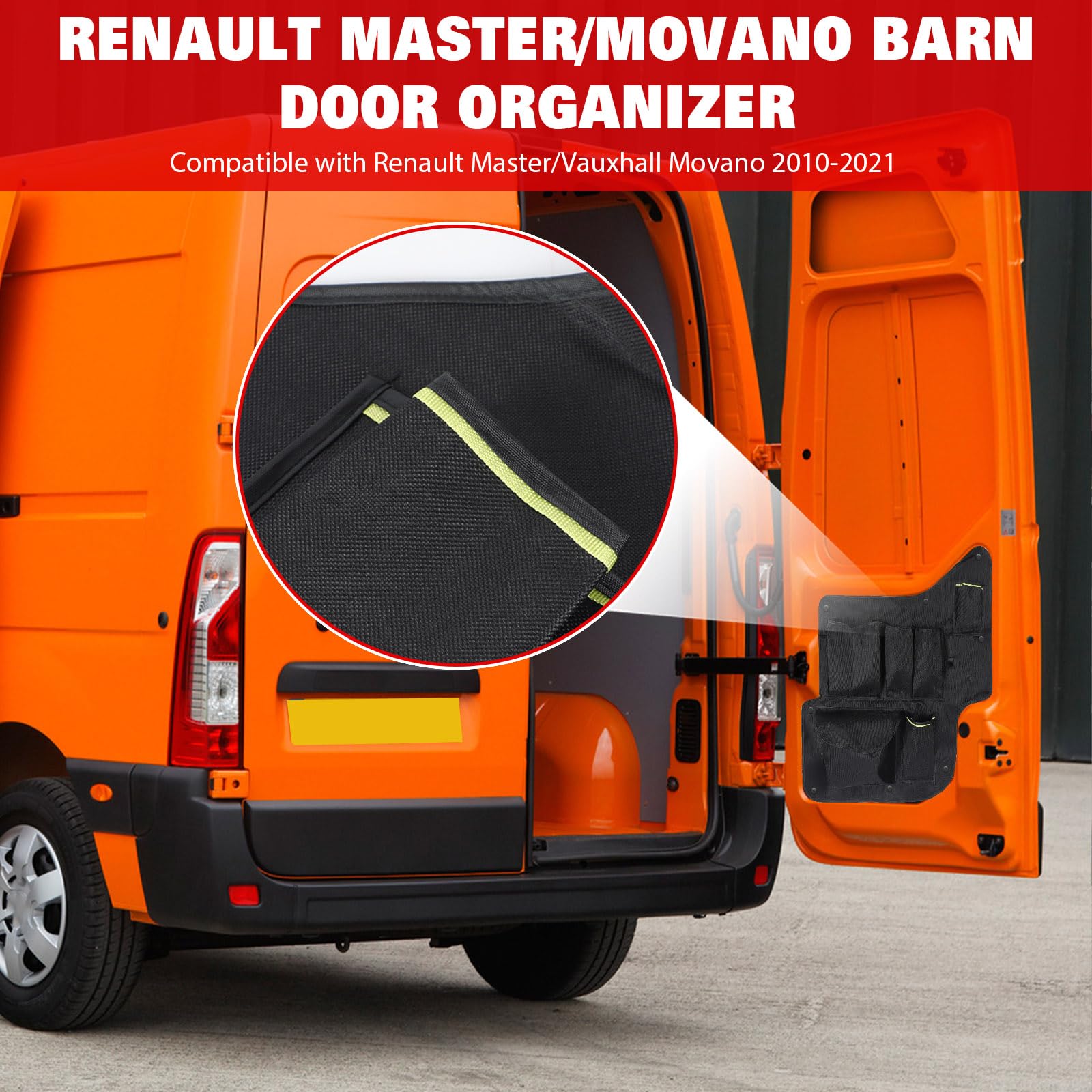 1 Paar Organizer für hintere Scheunentüren, kompatibel mit Renault Master, Auto-Hecktür-Organizer für Nissan NV400, Wohnmobil-Tür-Aufbewahrung, Lieferwagen-Innen-Organizer, robuste