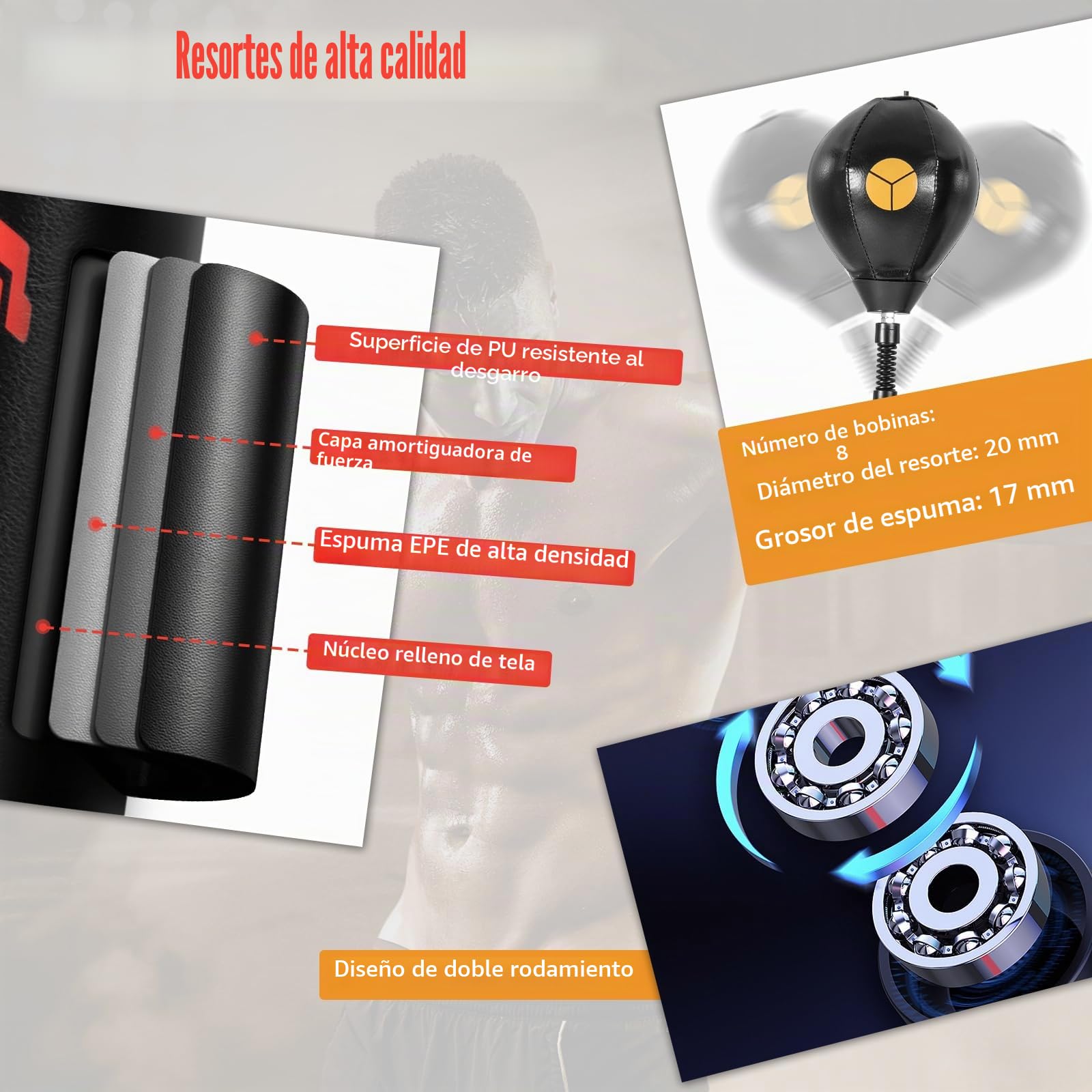 GOPLUS Saco de Boxeo de Pie Profesional, Entrenador de Velocidad de Boxeo con Soporte, 2 Peras de Velocidad, Barra Giratoria, Equipo de Fitness de Altura Ajustable, Base Rellenable para Adulto