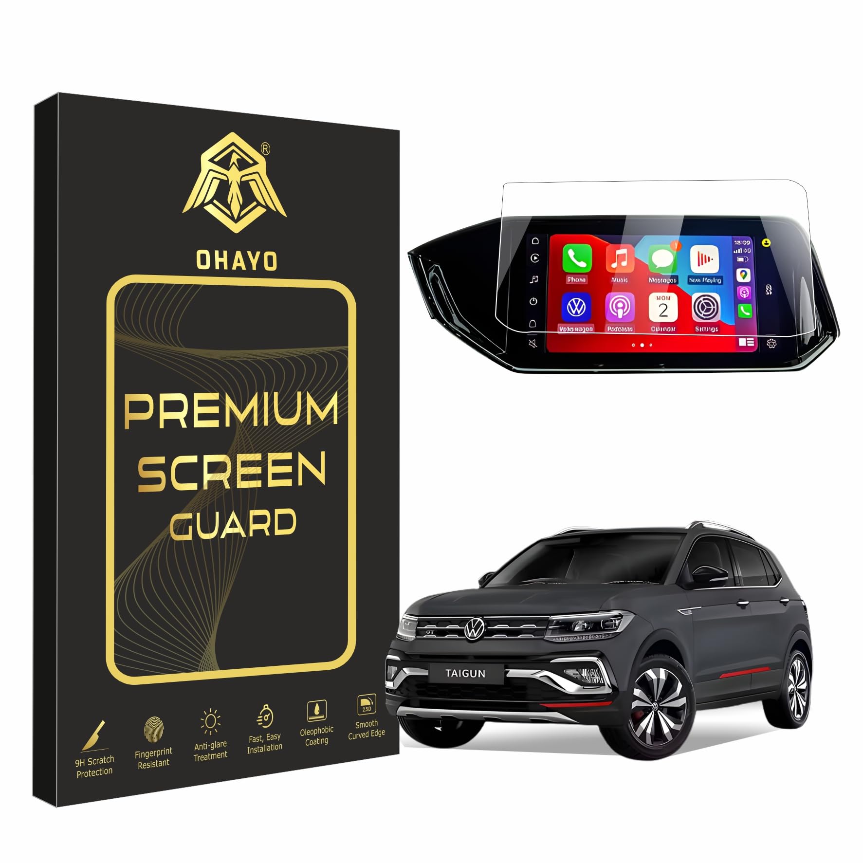 OHAYO Touch Screen Protector for Taigun 10.09-Inch Infotainment System | Transparent Glossy Screen Guard for Music & Navigation Display | Car Accessories-image-4