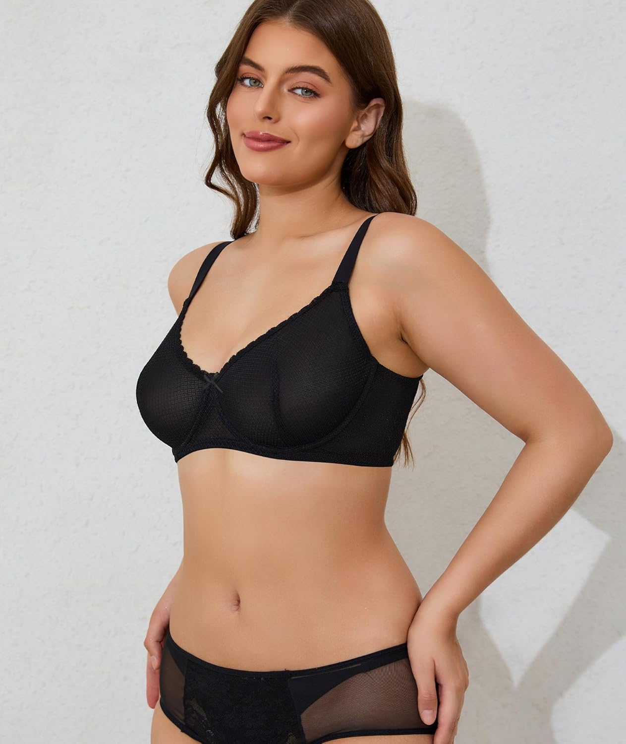 Women's Sexy Lace Bra Unlined Sheer Mesh Underwire Support Plus Size See Through Bras 34C-42DDD - Image 5