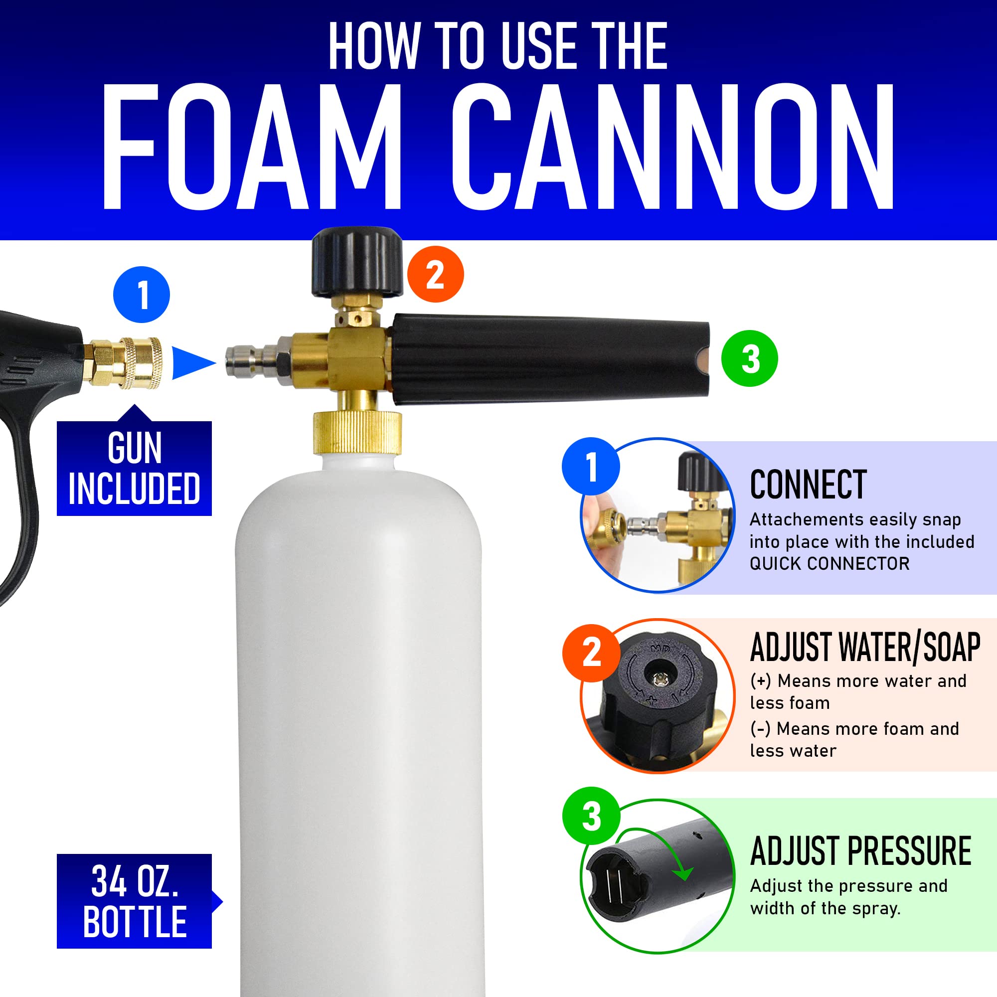 Scuddles Foam Cannon Snow Foam Lance with 1/4" Quick Connector, 5