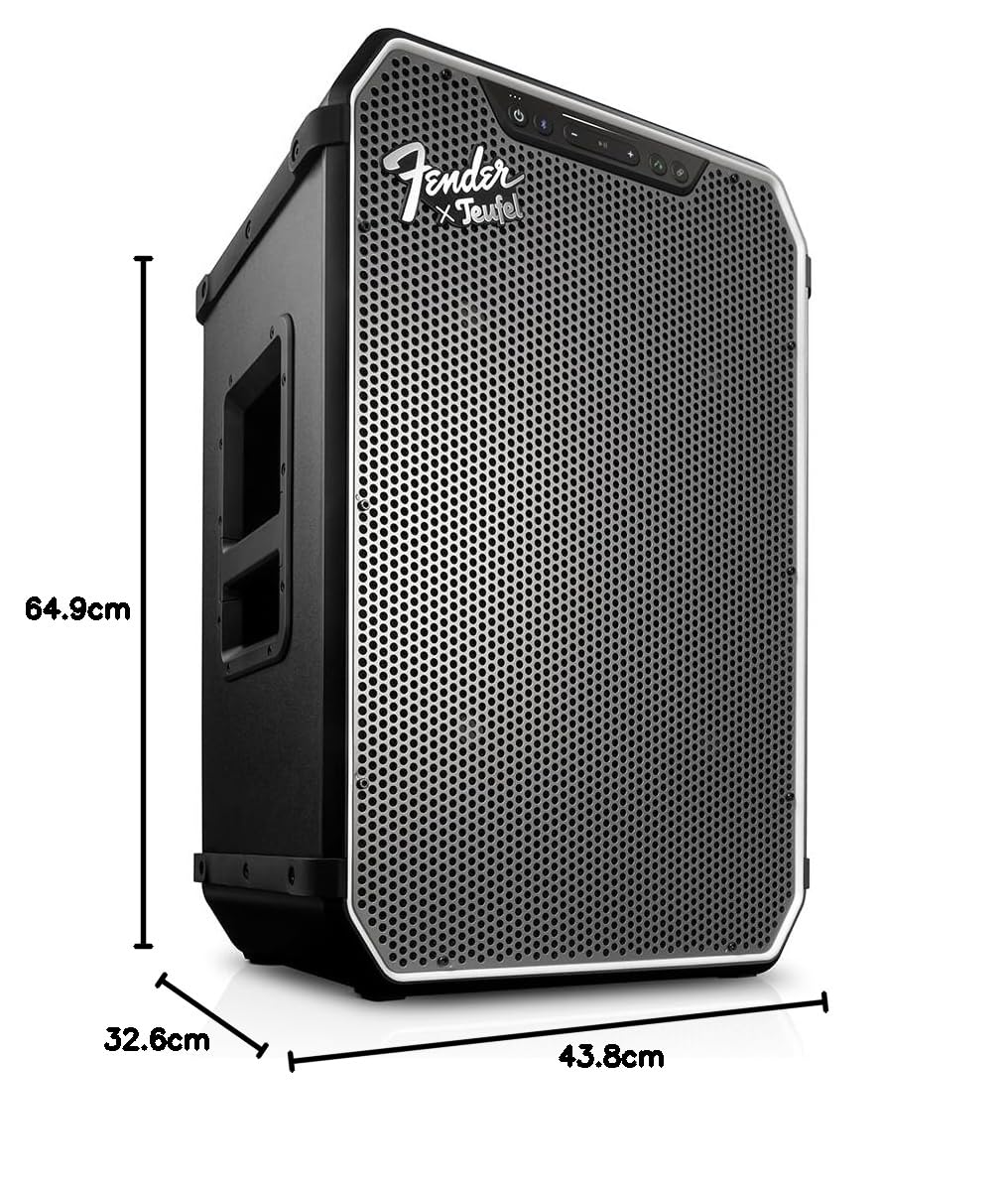 Teufel Fender x ROCKSTER Neo – Enceinte Bluetooth portée Ultra-puissante 130 DB, IP44 Anti-poussière et éclaboussures, Batterie LiFePO₄ Amovible 36 h (56 h Eco), entrées XLR/Jack, Party Link