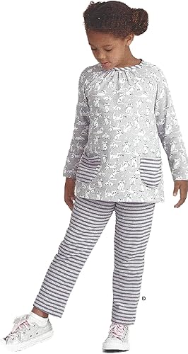 Simplicity S 9025 / R10377 - Tops y leggings de punto para niñas, tallas 3-8 ~ Patrón de costura