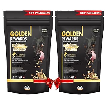 BLACK DOG Treats for Dogs Calcium Biscuits with Candy Mix Treats for Puppies & Adult Dogs, 2 Pack= 900GM (Buy 1 Get 1 Free)