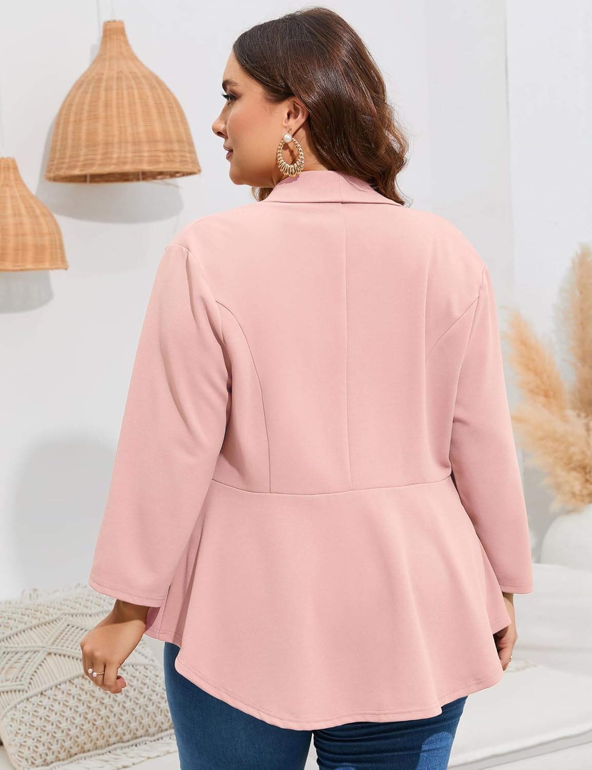 ShopWonder Women's Plus Size Casual Blazers Open Front Work Office Jackets Blazer with Pockets - Image 5