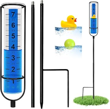 Rain Gauge Outdoor for Yard, Plastic Rain Water Guage with Floating Duck