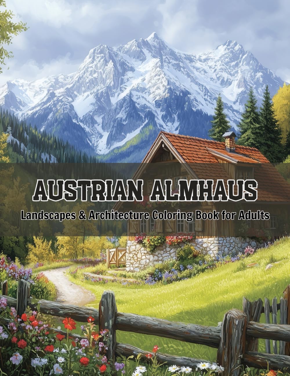 Austrian Almhaus Landscapes - A Relaxing Architecture Coloring Book for Adults (Color the World: Houses, Landscapes & Architecture Series)