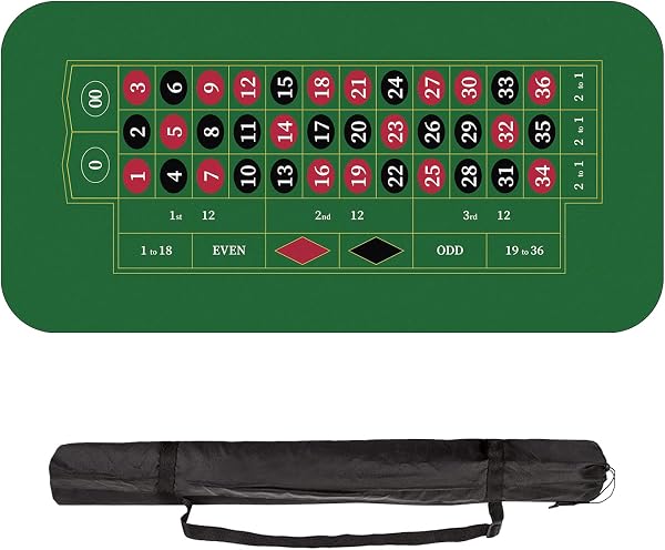 YUZPKRSI Tappetino da Roulette 180 × 90 cm, Texas Hold'em Panno da Poker Portatile Layout del Tavolo da Poker - 1