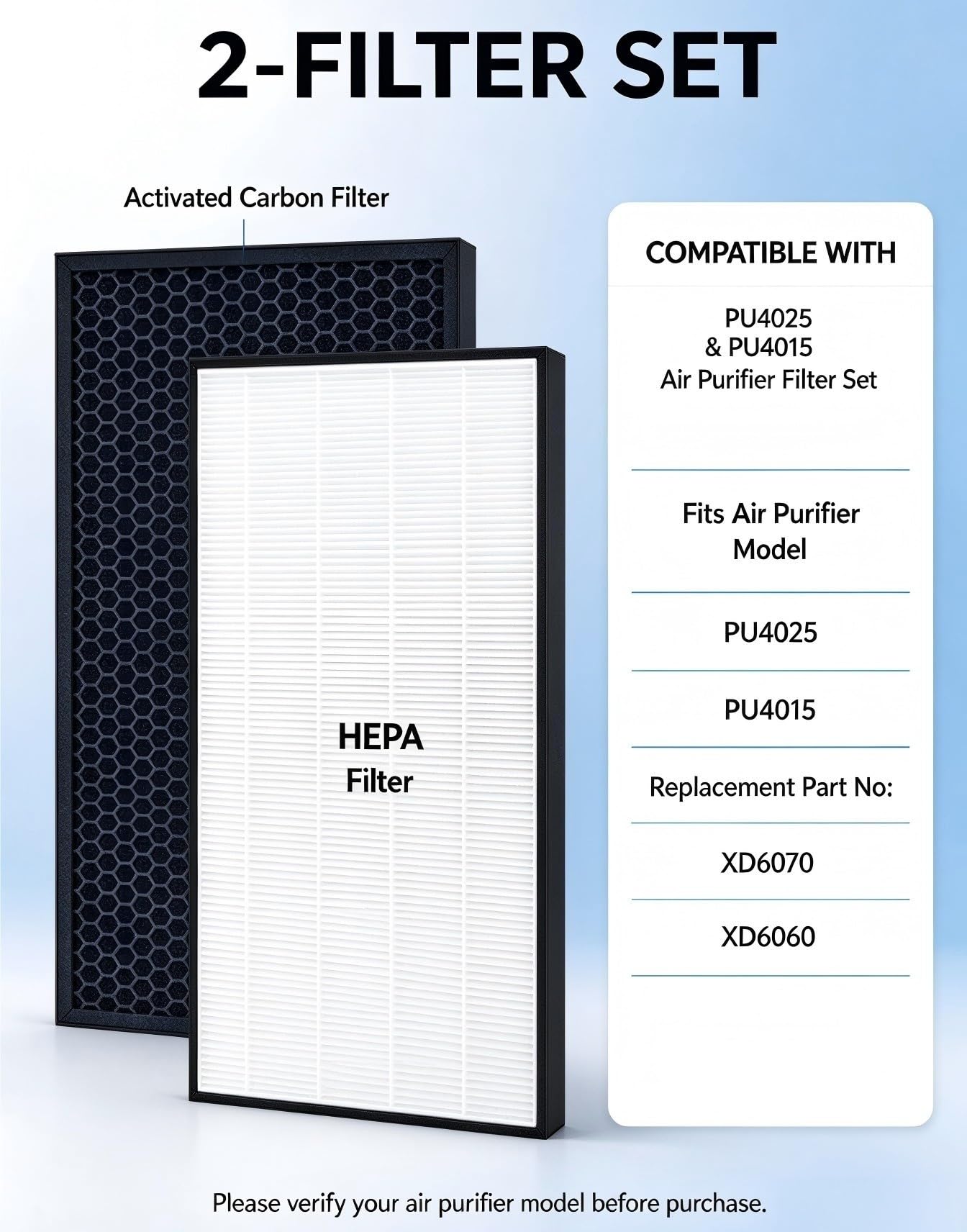 Hepa-Aktivkohlefilter For PU4025 PU4015 Luftreiniger-Ersatzteile Compatible With Tefal XD6070 XD6060