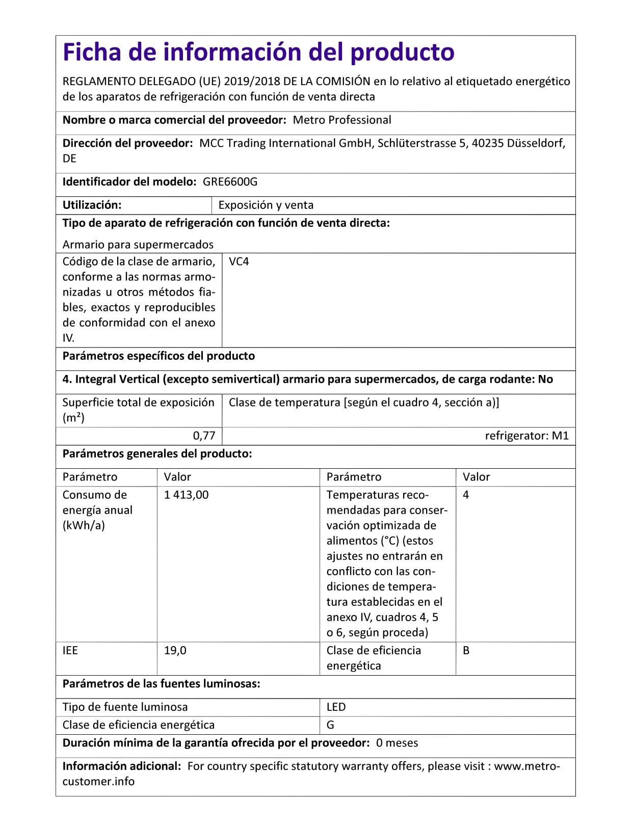 METRO Professional Réfrigérateur à Porte Vitrée GRE6600G, Verre/Aluminium, 77.5 x 72 x 188.5 cm, 380 L, Blanc