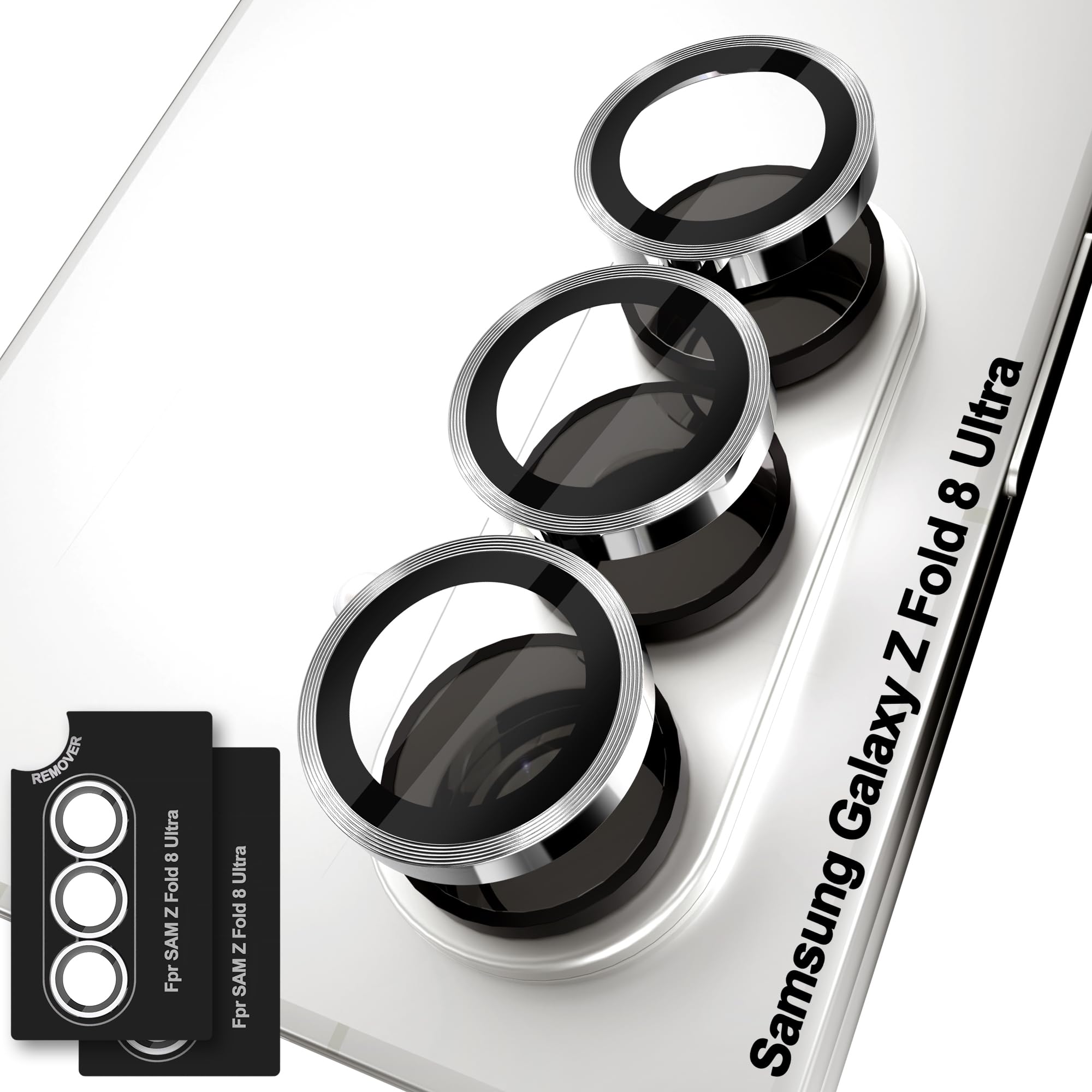 Orzero 9H Glass Camera Lens Protector for Z Fold 8 Ultra-Black, 2 Set