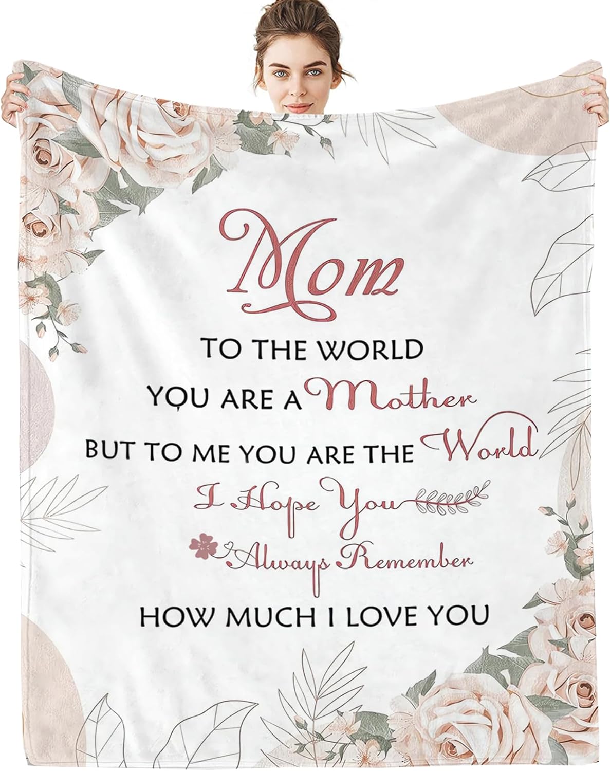 お母さんへのギフト - お母さんへの誕生日ギフト、お母さんブランケット、文字と花で印刷された、バレンタインデー、母の日、柔らかいスロ