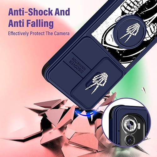 Miniatura 3 de Funda 2 en 1 para Motorola Edge 2022 para mujeres y niñas, bonita funda de teléfono con calavera de esqueleto, gótico, espeluznante, aterrador,