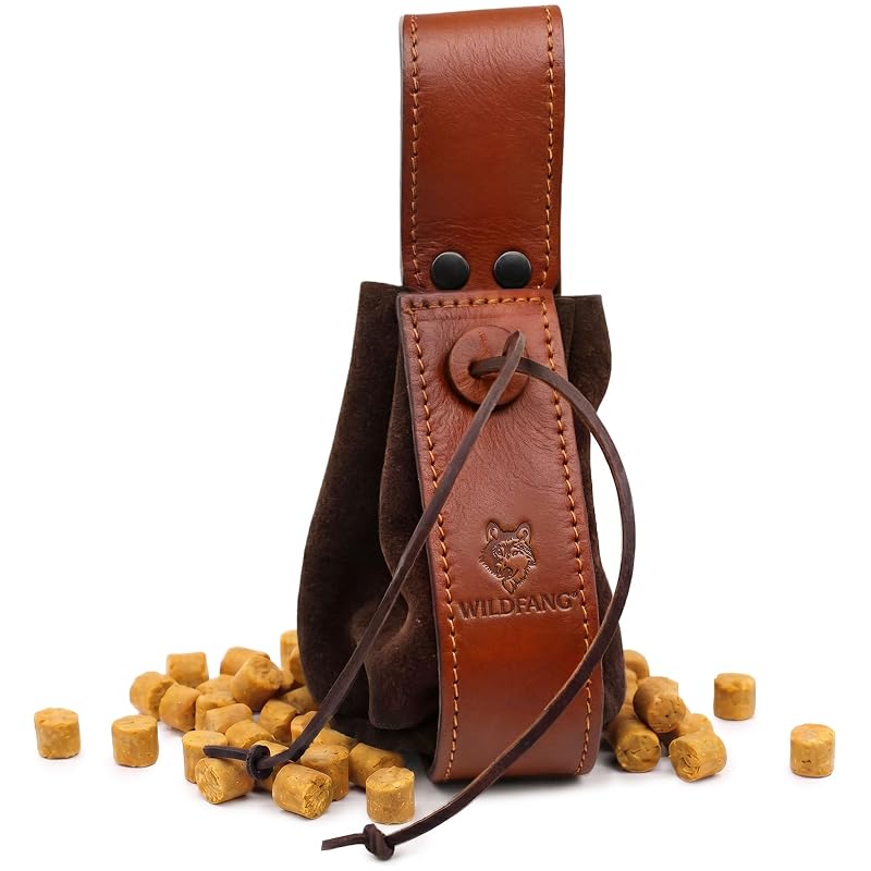 Bolsa porta-petiscos para cães em couro camurça Wildfang com passador para cinto, 100 g