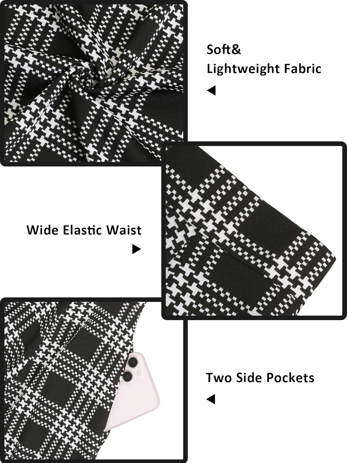 Sureple Skirts for Women Knee Length for Work Fall Elastic High Waist A-Line Flare Skirt Ruffle Hem with Pockets - Image 6