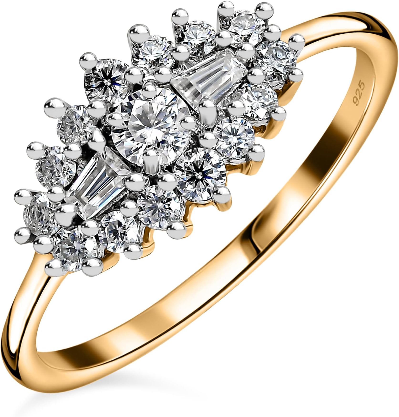 TJCMoissanite Sterling Silver Ring for Women in Platinum & Gold Plated 925 Silver Jewellery Gift for Wife Mother Girlfriend