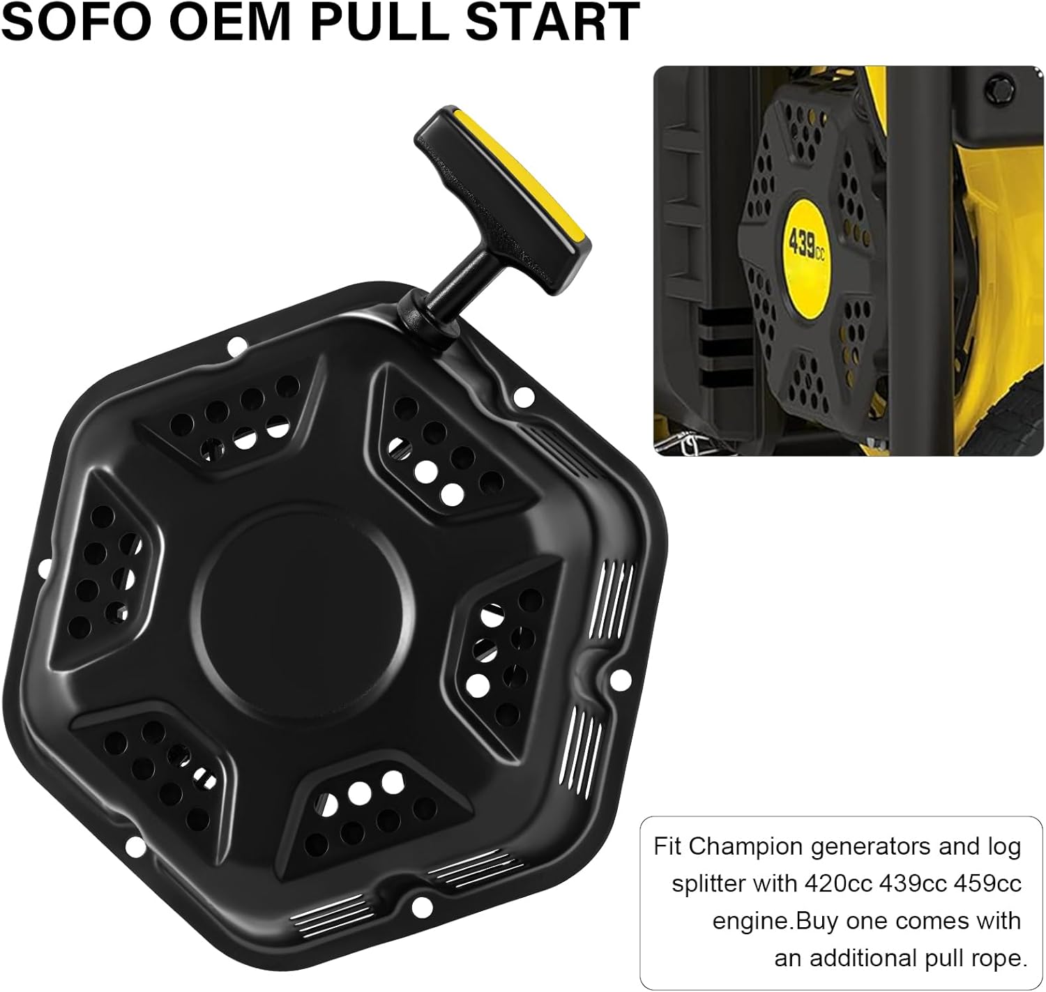 Original Pull Start Assembly for Champion 389cc 420cc 439cc 459cc 5000 6500 7000 7500 8000 9200 Watt 11hp 13hp Engine CPE Generator Water Pump Pressure Washer Recoil Starter Pull Cord Replacement