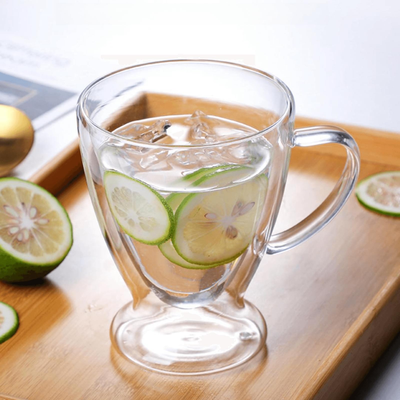 Paquete de 4 tazas de café irlandés, taza de vidrio transparente de 450 ml con asa, tazas de vidrio de doble pared para bebidas frías y calientes, vasos de bebidas, resistentes al calor