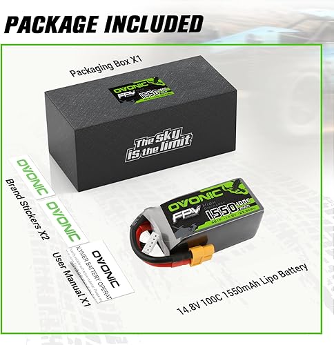 Miniatura 6 de OVONIC 4s Lipo Batería 100C 1550mAh 14.8V Lipo Batería con XT60 Conector para RC FPV Racing Drone Quadcopter