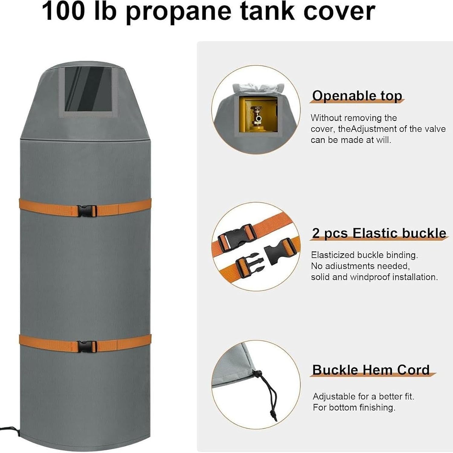 100lb Propane Tank Cover 600D Oxford Cloth Waterproof Protection for 100 Pound Gas Cylinder