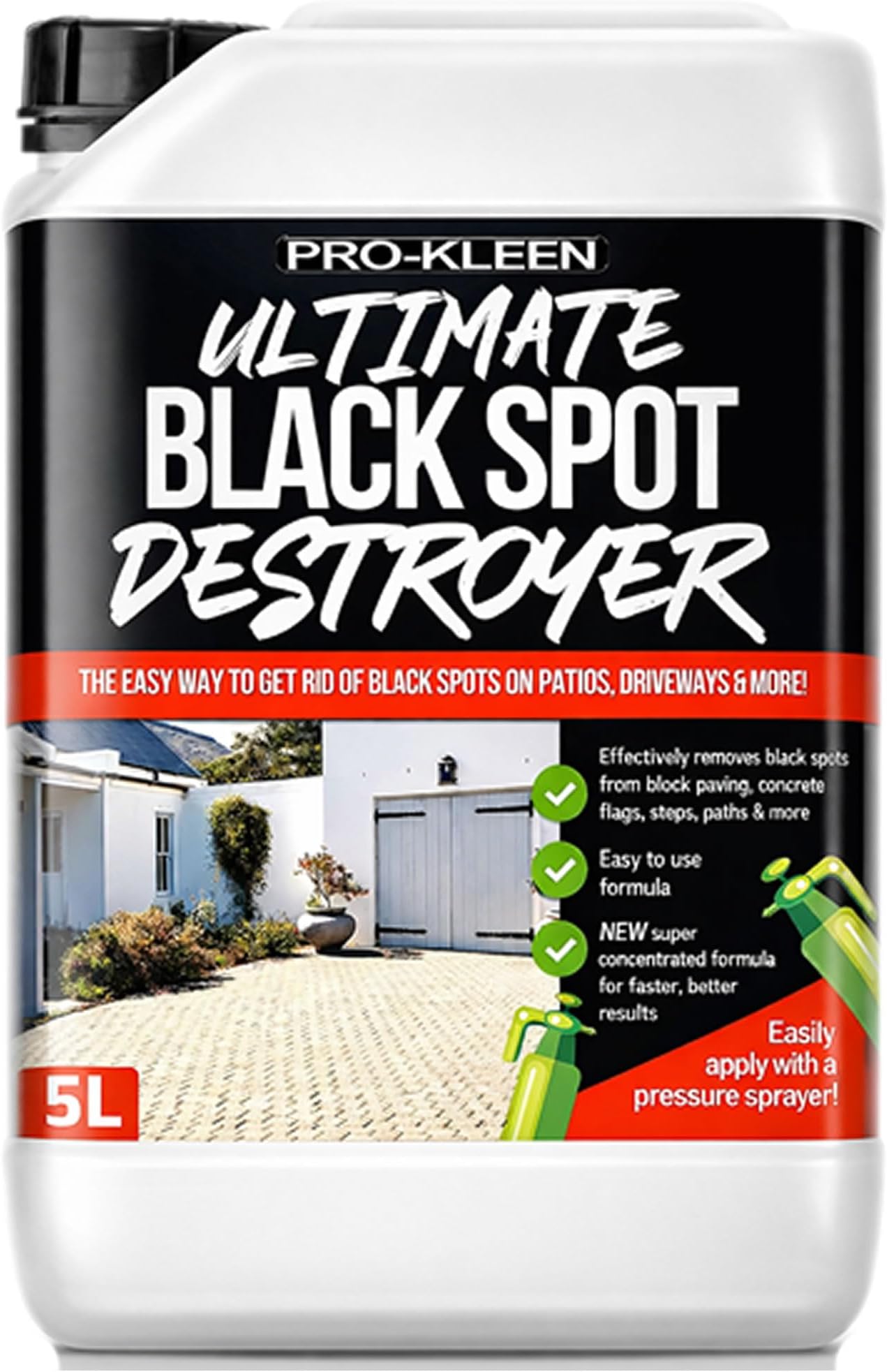 – Ultimate Black Spot Remover and Destroyer for Patio, Stone, Block Paving, Indian Sandstone, and more. Easy to Use Fluid that Powers Through Stubborn Dirt & Grime (5 Litres)