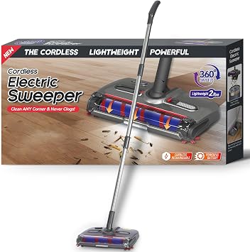 Swivel Cordless Sweeper,Floor Cordless Sweeper, Cordless Electric Sweeper Rechargeable Cordless Sweeper, 360 Direction, Hard Floor Sweeper Roller Sweeper for Home Crumbs,Kitchen, pet Hair,