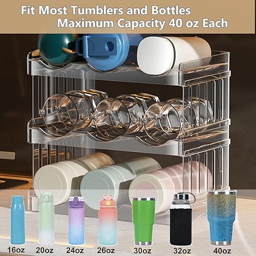 Miniatura 5 de SODPE Organizador de botellas de agua para armario y refrigerador, organizador apilable de despensa de cocina y estante de almacenamiento, soporte