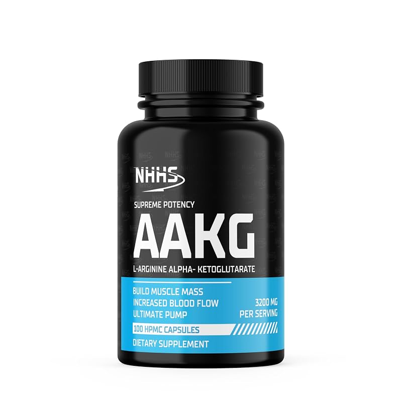 NHHS Suplemento de L-arginina AAKG 3.200 mg, 100 cápsulas veganas