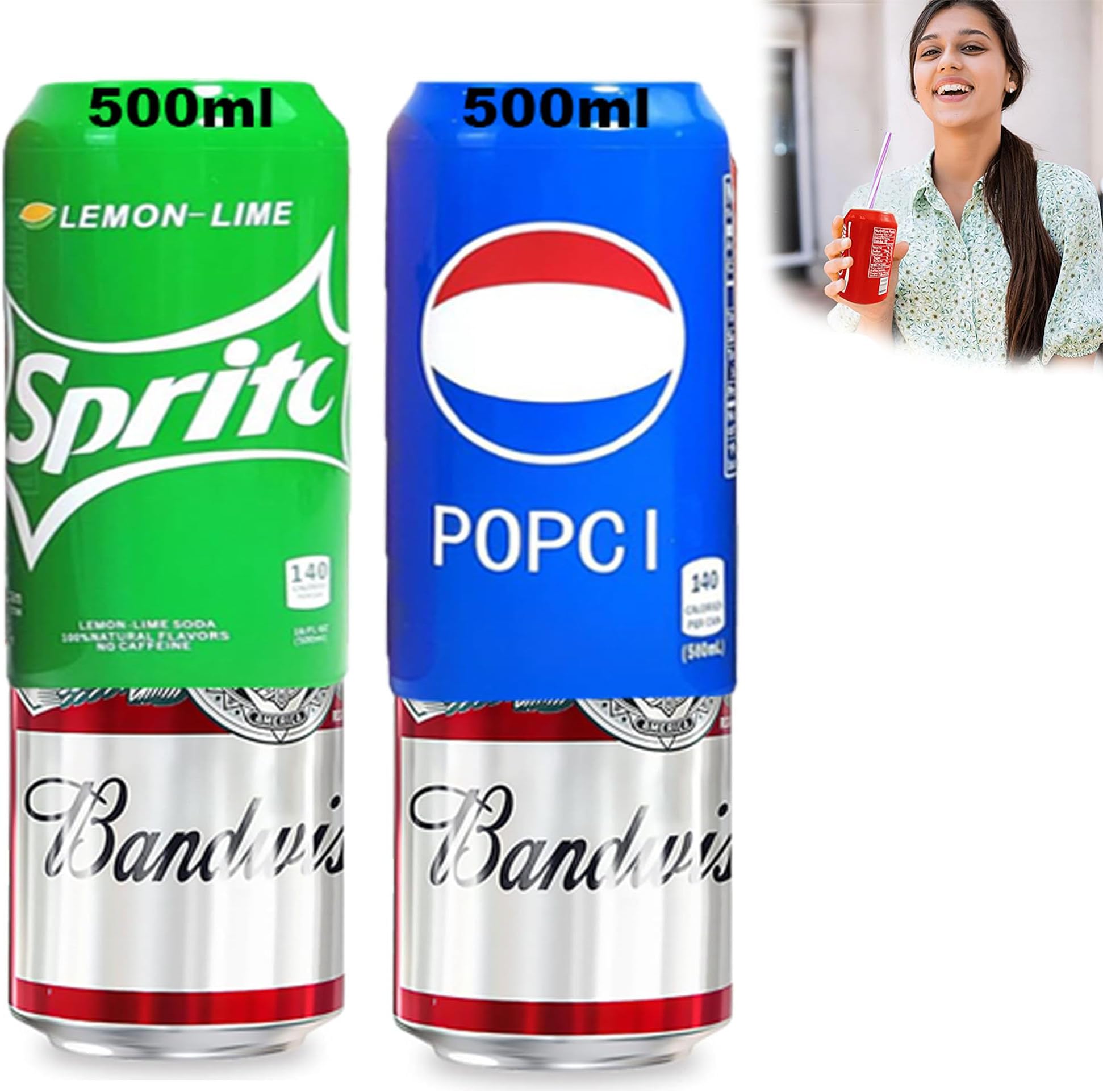 Beer Can Cover 500ml - Bear Can Cover Silicone Sleeve for Bottles, Cans, and Tins - Cold Drink Hiding Covers - Secret Fake Soda Sleeve - 2 Pcs (Green & Blue)