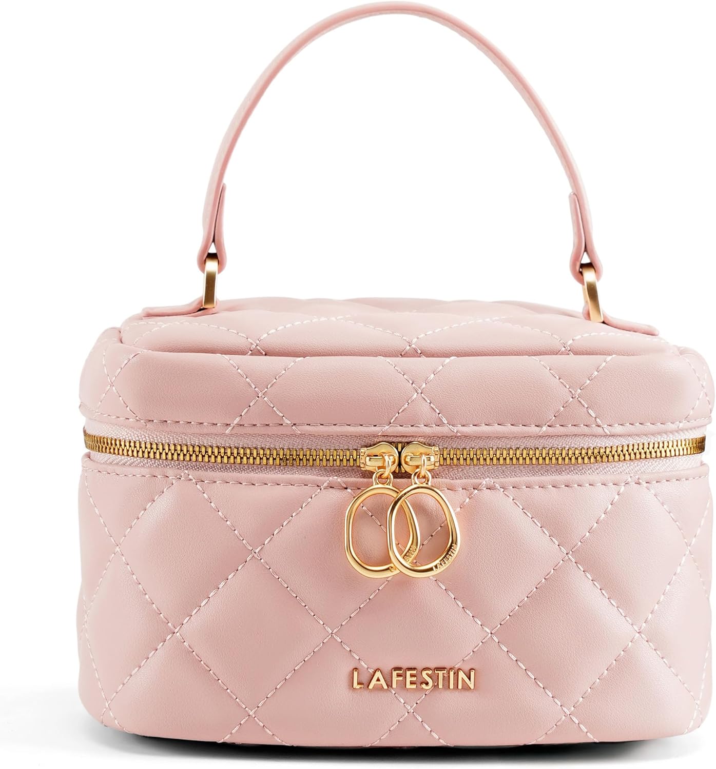 LA FESTIN Quilted Box Crossbody Bag for Women, Small Genuine Leather Purse