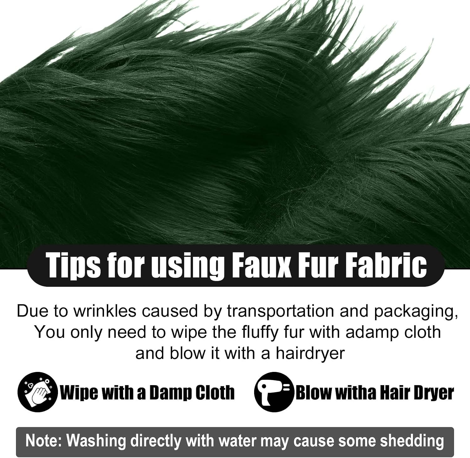 Dark Green 8x60Inch Faux Fur Shaggy Plush Faux Fur, Fabric Precut Strips Fluffy Fuzzy Faux Fur, Craft Beard Hair, Beard Miniature Dolls Rugs Mats Gift, Winter Halloween Christmas Costume Party Decor