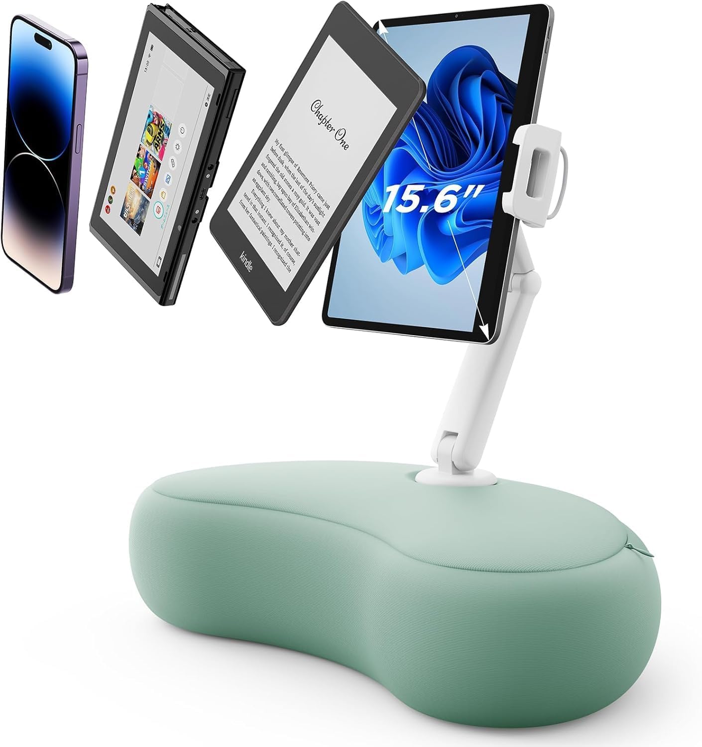 SAIJI Supporto per tablet Kindle, compatibile con Kindle da 4,7"-15,6", telefoni, tablet, iPad, monitor portatili, supporto per tablet regolabile a 360° per letto con braccio flessibile a doppio asse